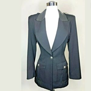 Vintage Caché Wool Blazer Genuine Leather 90’s